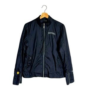 Puma Ferrari Women's Windbreaker Zip Up Car Jacket Black Size small